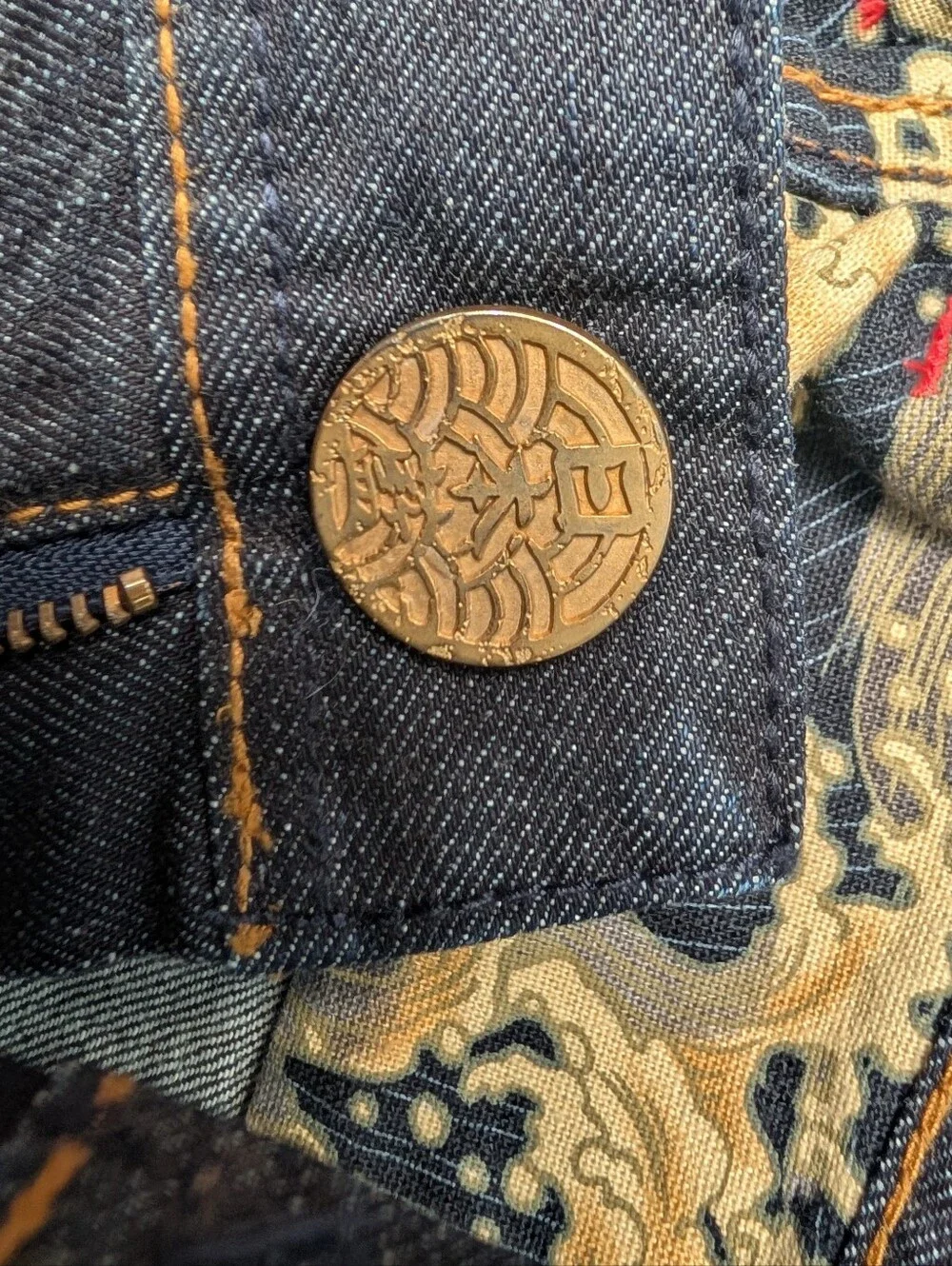 Very Rare..Dark Indigo Flare Jeans with Multicolor Japanese Floral Embroidery